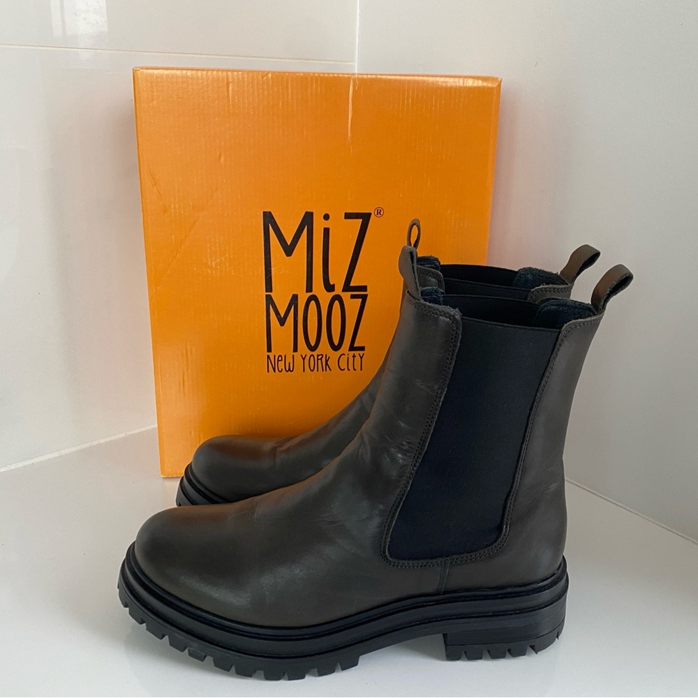 Miz Mooz Black Leather Chelsea Ankle Boots